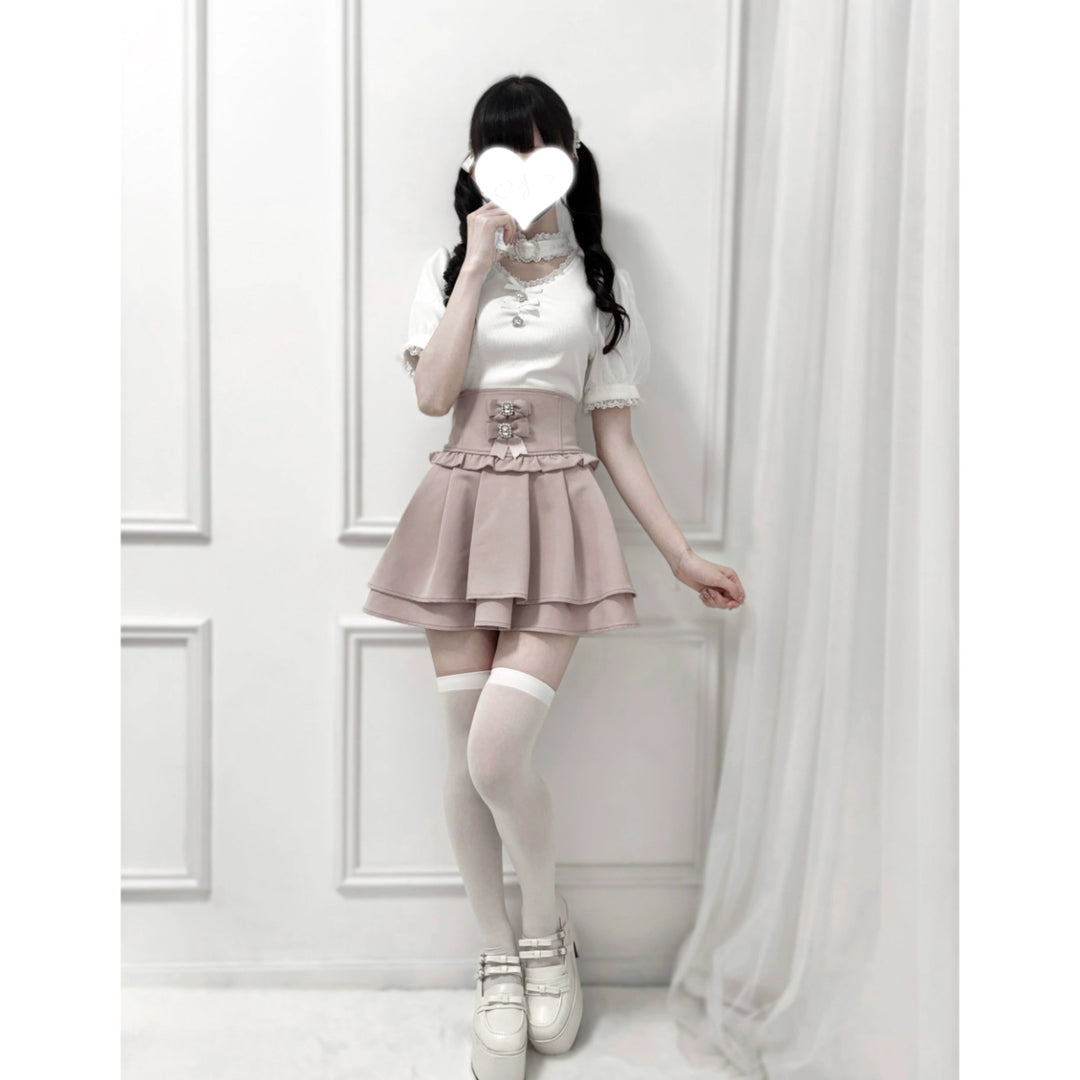 Summer Jirai Kei V-Neck Lace Choker Blouse 43587:780438