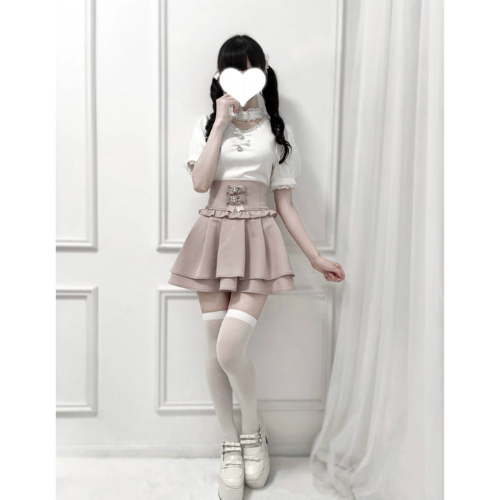 Summer Jirai Kei V-Neck Lace Choker Blouse 43587:780438