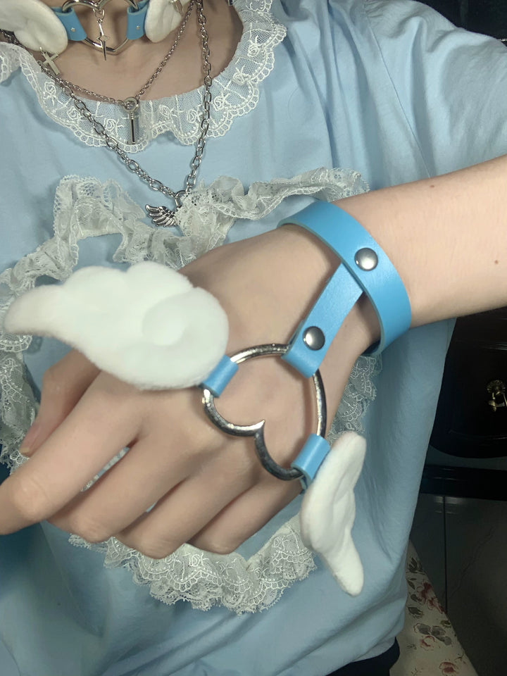 Jirai Kei Brecelet Punk Subculture Hand Decor White Blue Wristband (Blue) 29298:354282 (Blue) 29298:354282