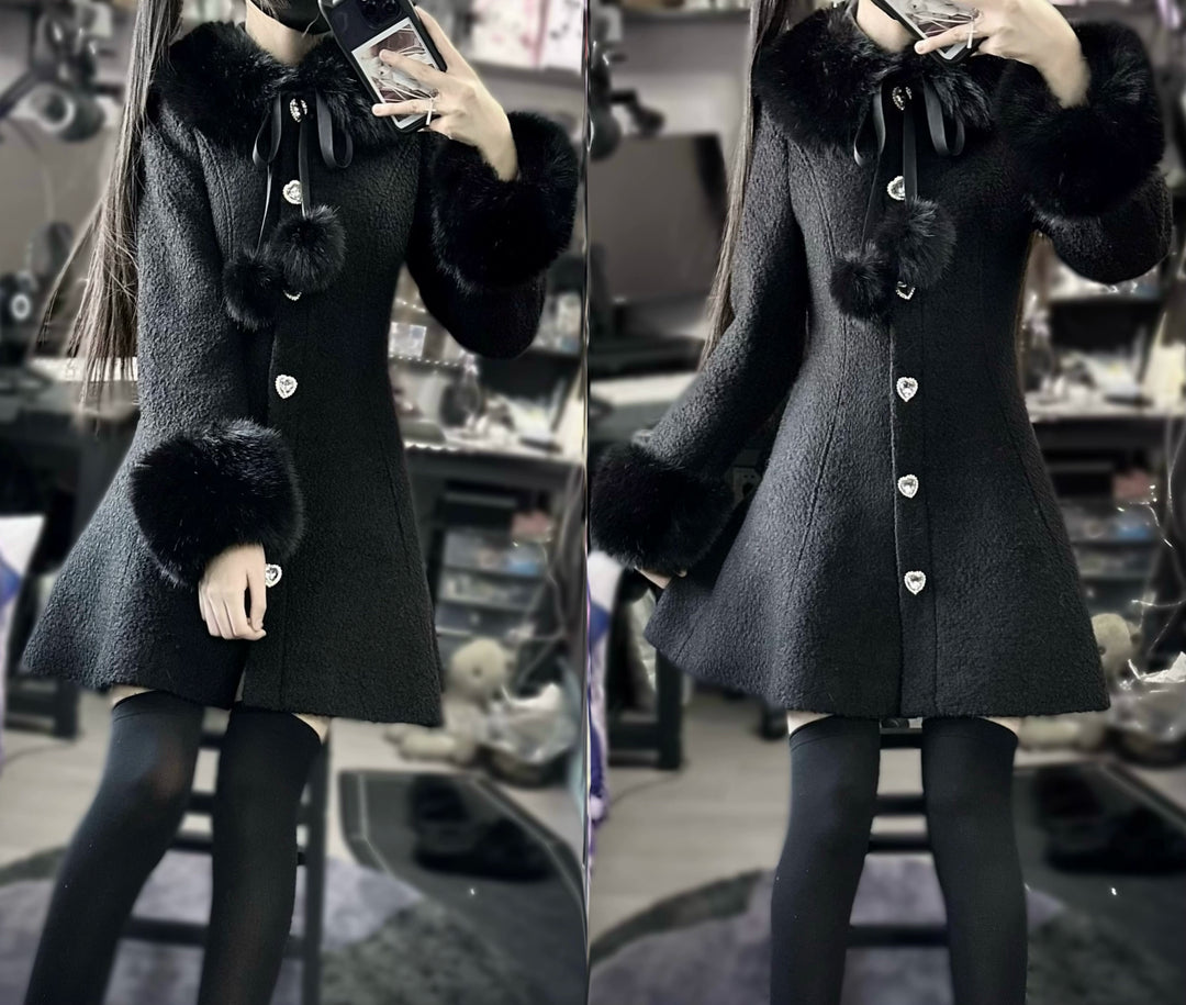 Jirai Kei Coat Long Woolen Jacket Winter Coat 39792:653734