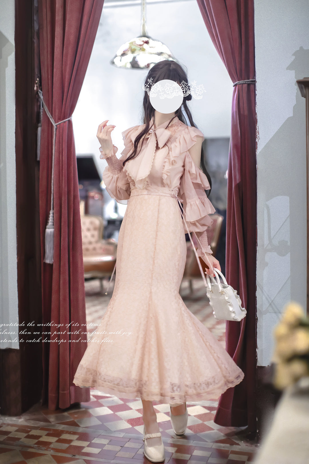 Seiso Kei Chiffon Blouse, Mermaid Skirt 44030:793809