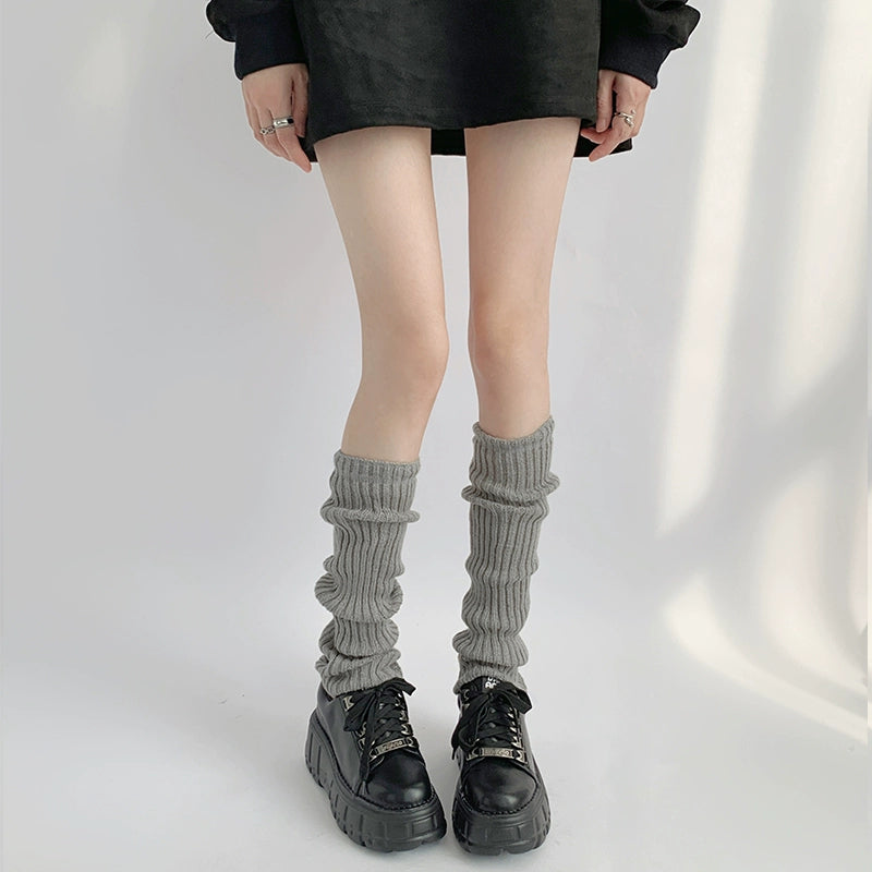 Y2K Leg Warmer Gyaru Fashion Black White Grey Leg Cover 28972:358804