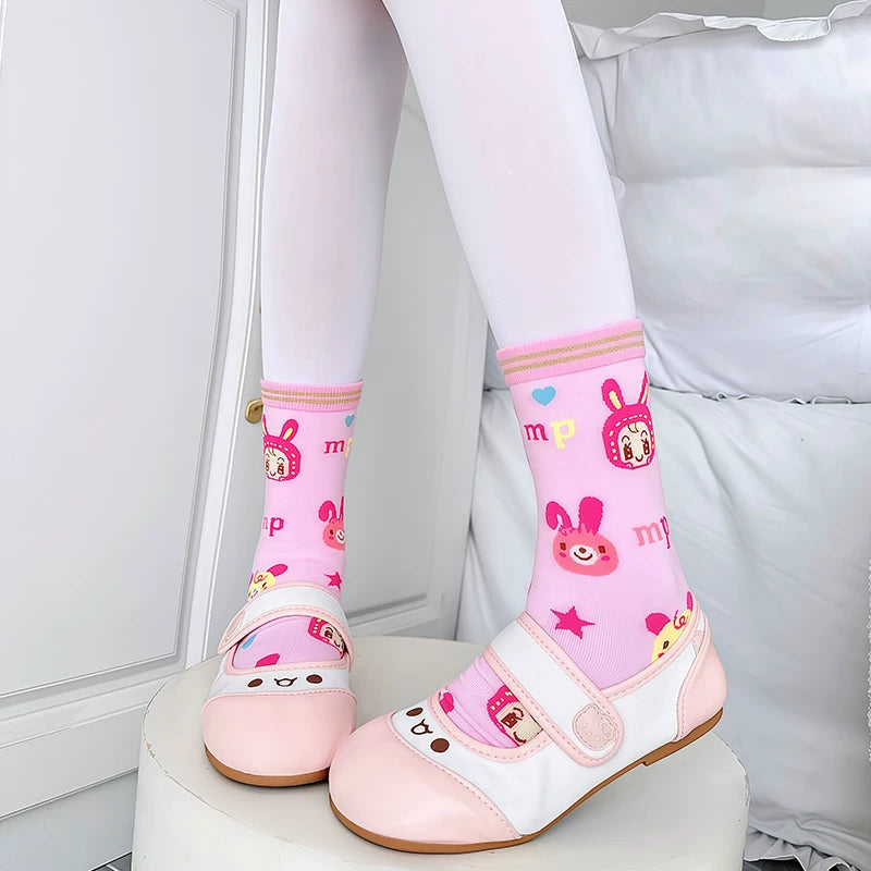 Sweet Lolita Short Cotton Socks, Bunny and Chick Prints 44478:816701