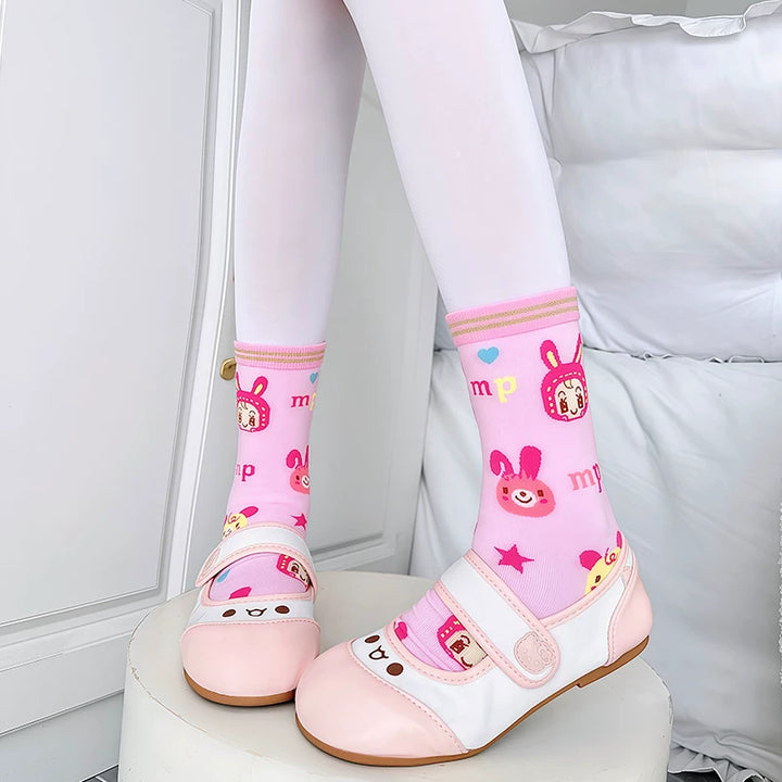 Sweet Lolita Short Cotton Socks, Bunny and Chick Prints 44478:816701