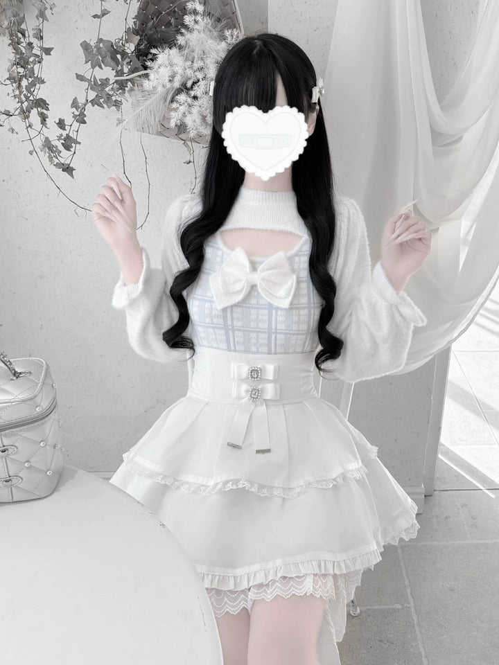 Jirai Kei Chest Cut-Out Sweater, Faux Mink Plush 44155:797197