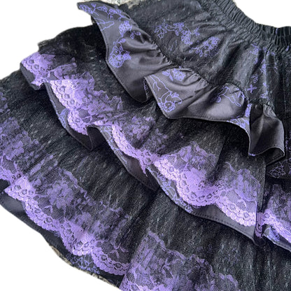 Jirai Kei Skirt Gothic Punk Skirt Black Lace Puff Skirt 36582:558610