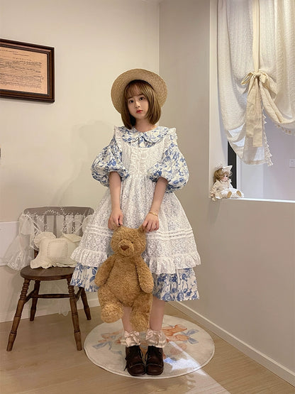 Mori Kei Apron White Lace Floral Apron Dress Suspender Skirt 36556:531300