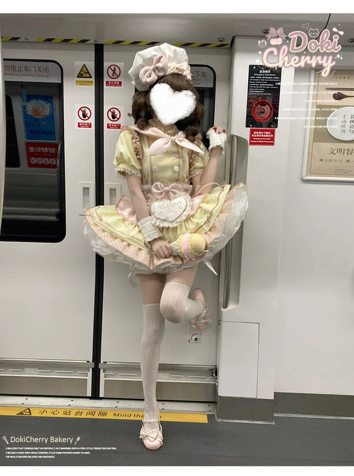 Kawaii Lolita Baker-Inspired Blouse, Suspender Skirt 44466:809181