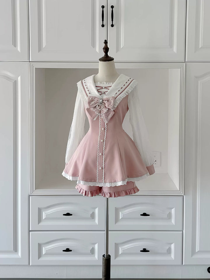 Sailor Collar Ryousangata Set Up, Lace Sleeves (Pink / 2XL L M S XL / In-stock Pre-sale) 43785:785600