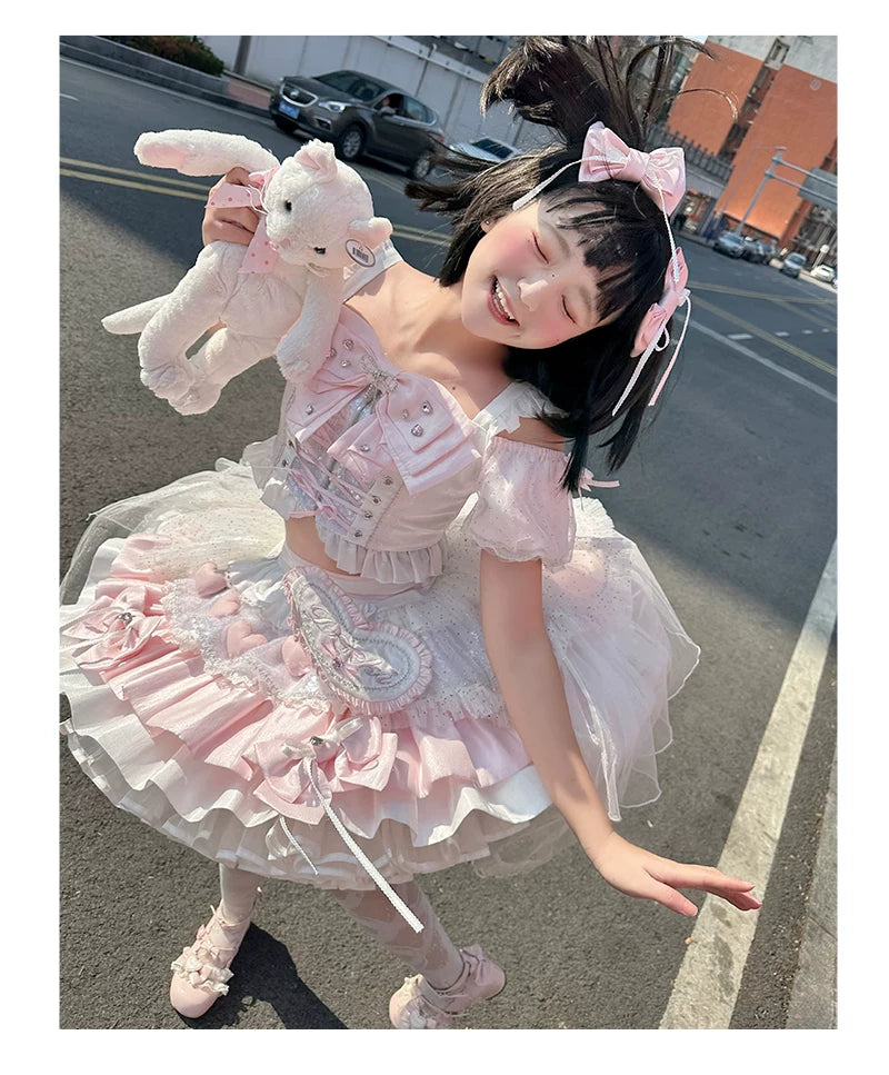 Chika Idol Outfit, Pink Heart-Decorated Top & Skirt 44770:827356