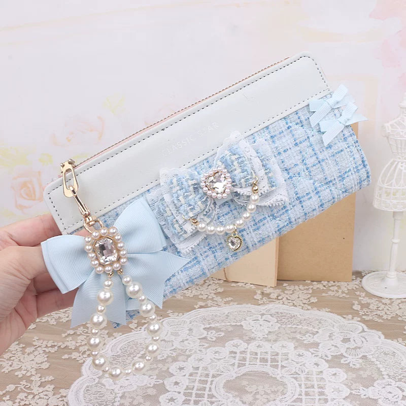 Ryousangata Rhinestone Wallet, Pom-Pom Pendant 45068:839571