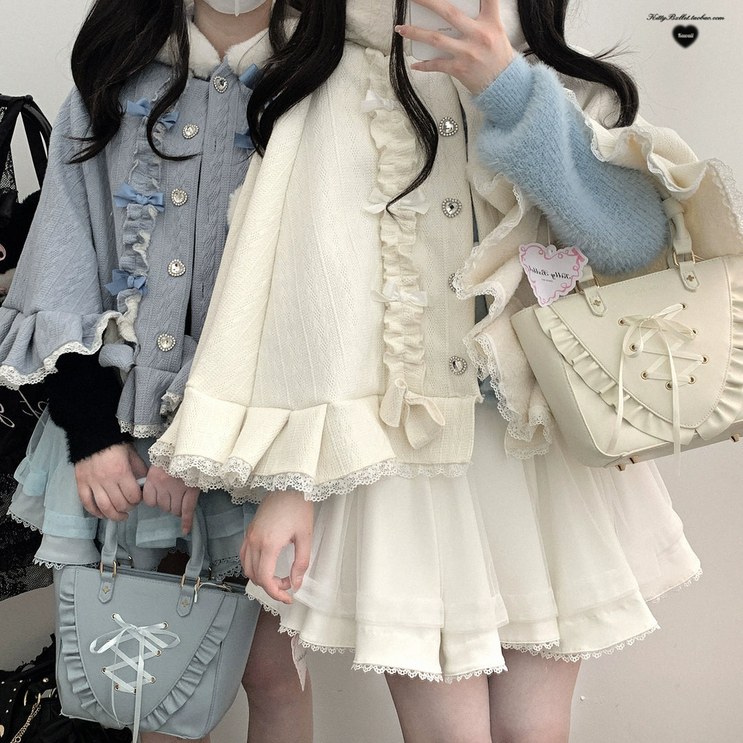 Sweet Style Winter Hooded Cape, Heart Rhinestone 42542:783447