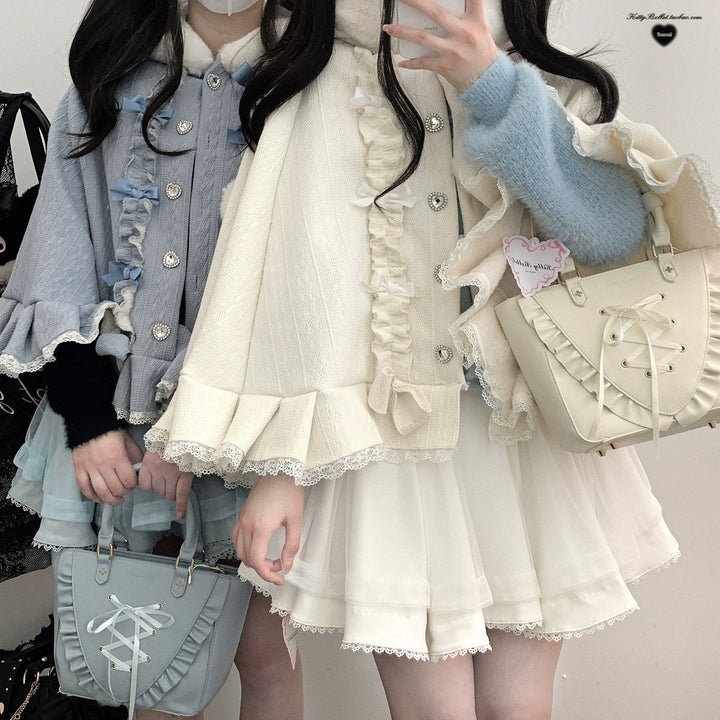 Sweet Style Winter Hooded Cape, Heart Rhinestone 42542:783447