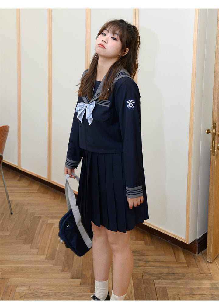 Plus Size Sailor Uniform Dark Blue Shirt Skirt 29780:359796 29780:359796