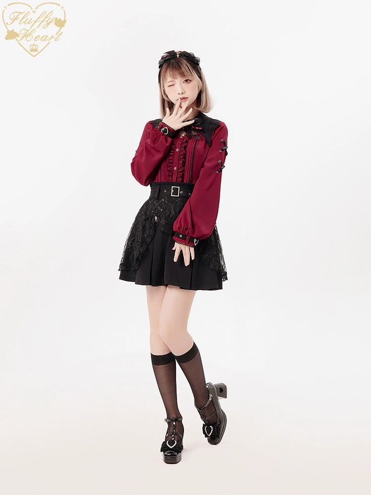 Jirai Kei Black Purple Skirt With Double Layer 21940:350870