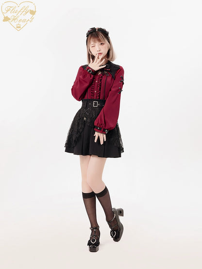 Jirai Kei Black Purple Skirt With Double Layer 21940:350870