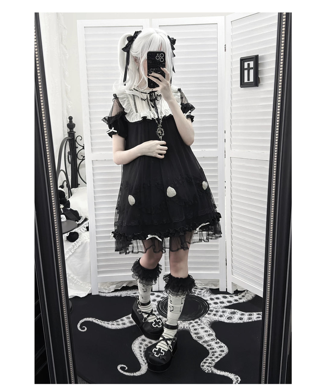 Japanese-style Tulle Dress, Detachable Strawberry Accent 45345:848955