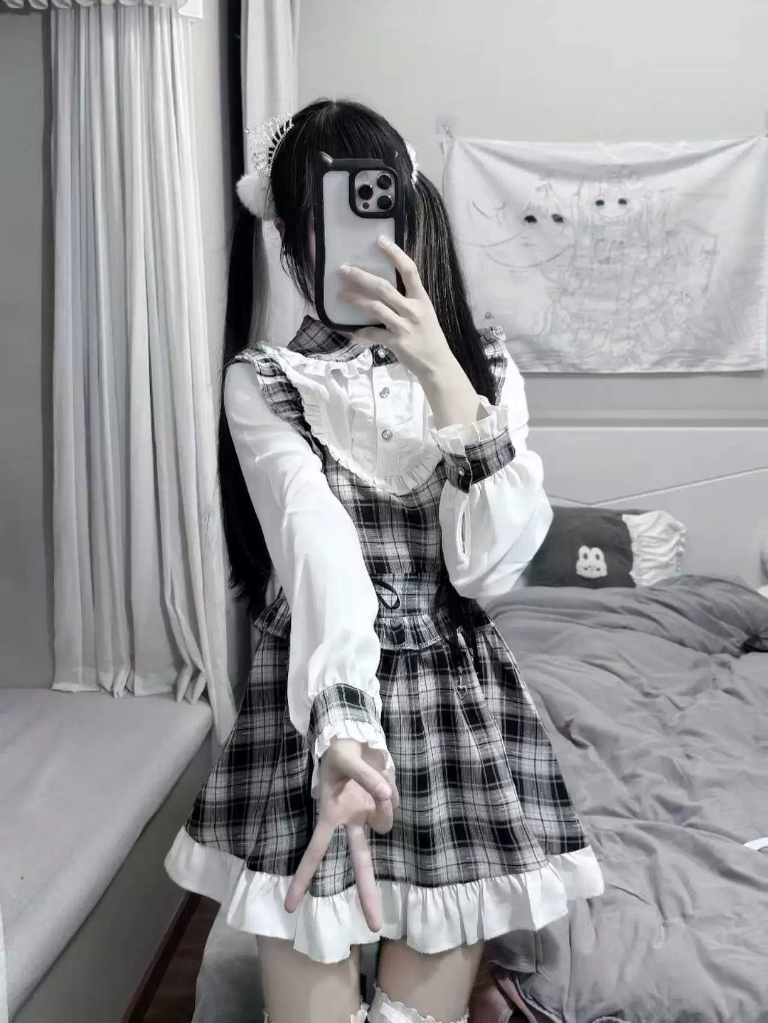 Jirai Kei Plaid Dress, Peter Pan Collar (2XL L M S XL) 44890:826983