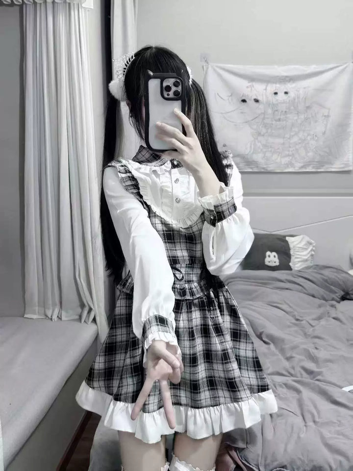 Jirai Kei Plaid Dress, Peter Pan Collar (2XL L M S XL) 44890:826983