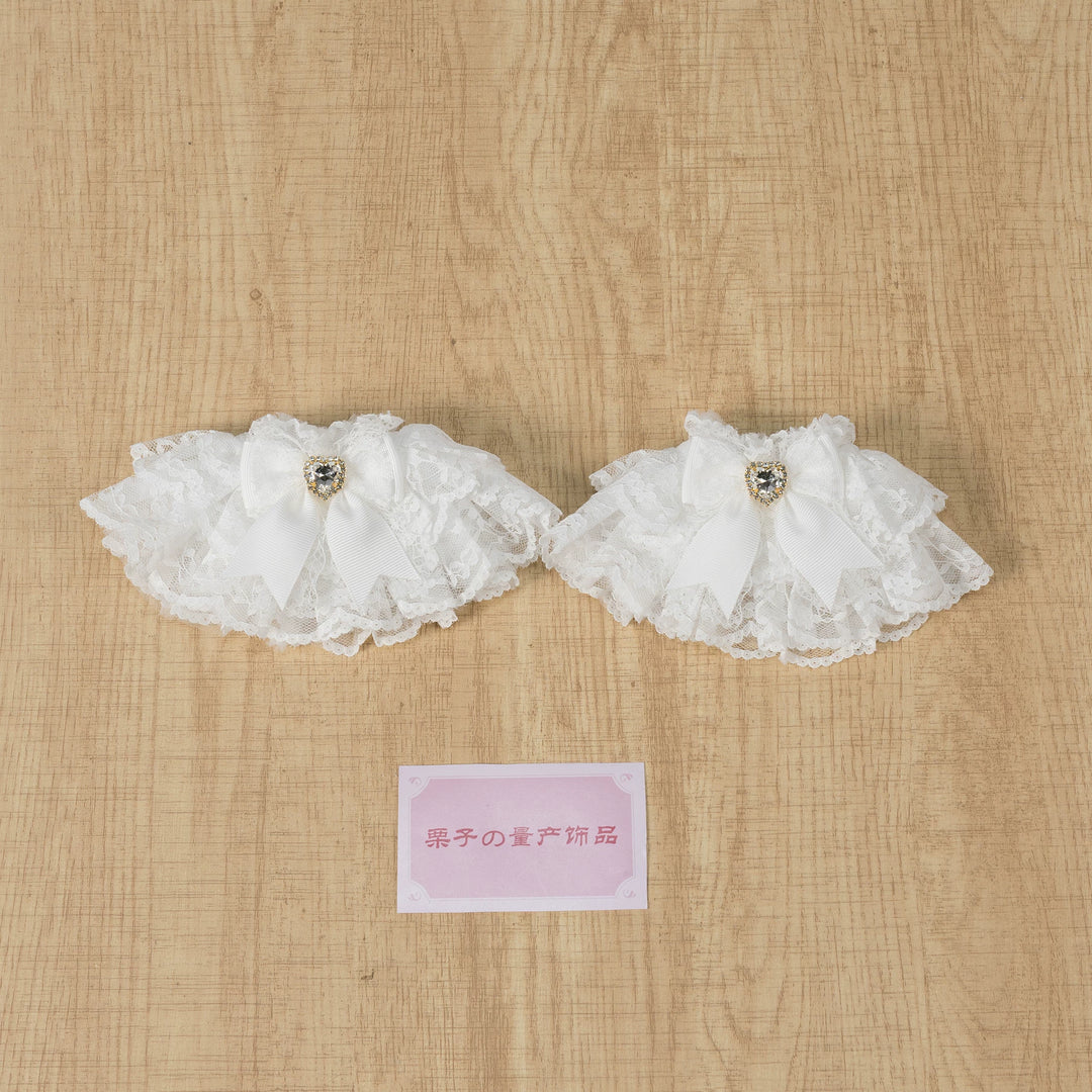 Ryousangata Lace Cuffs, Bow and Heart-shaped Rhinestone 45339:845048