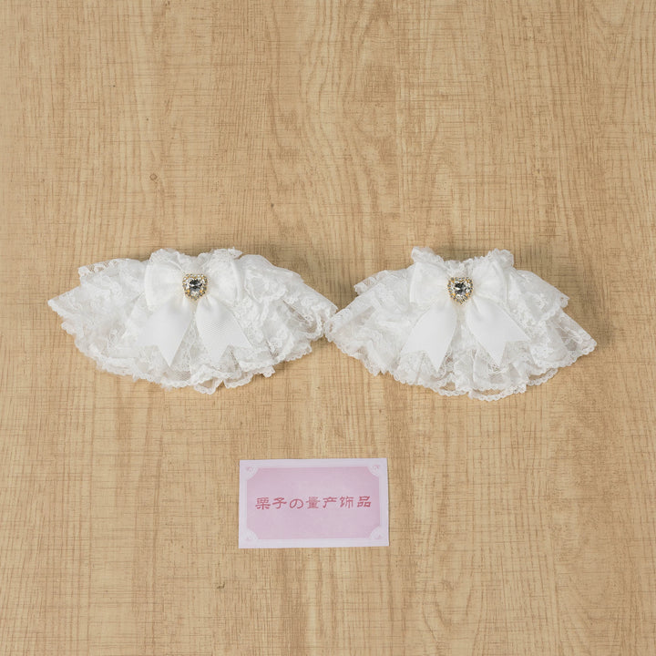 Ryousangata Lace Cuffs, Bow and Heart-shaped Rhinestone 45339:845048