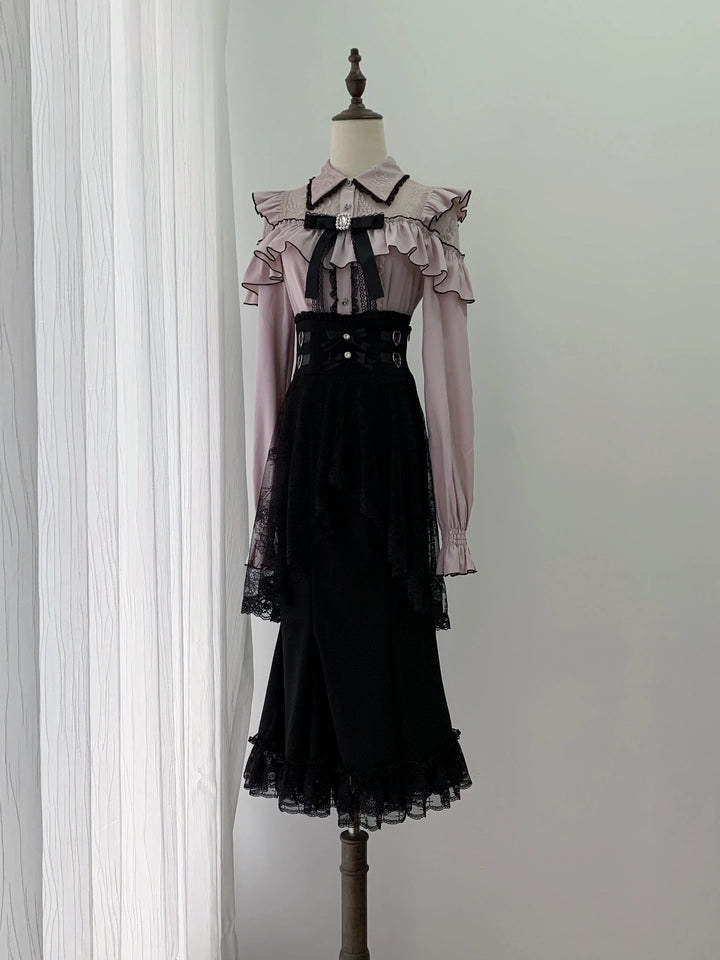 Seiso Kei Pink Blouse & Mermaid Skirt, Lace & Ruffles 45933:870779
