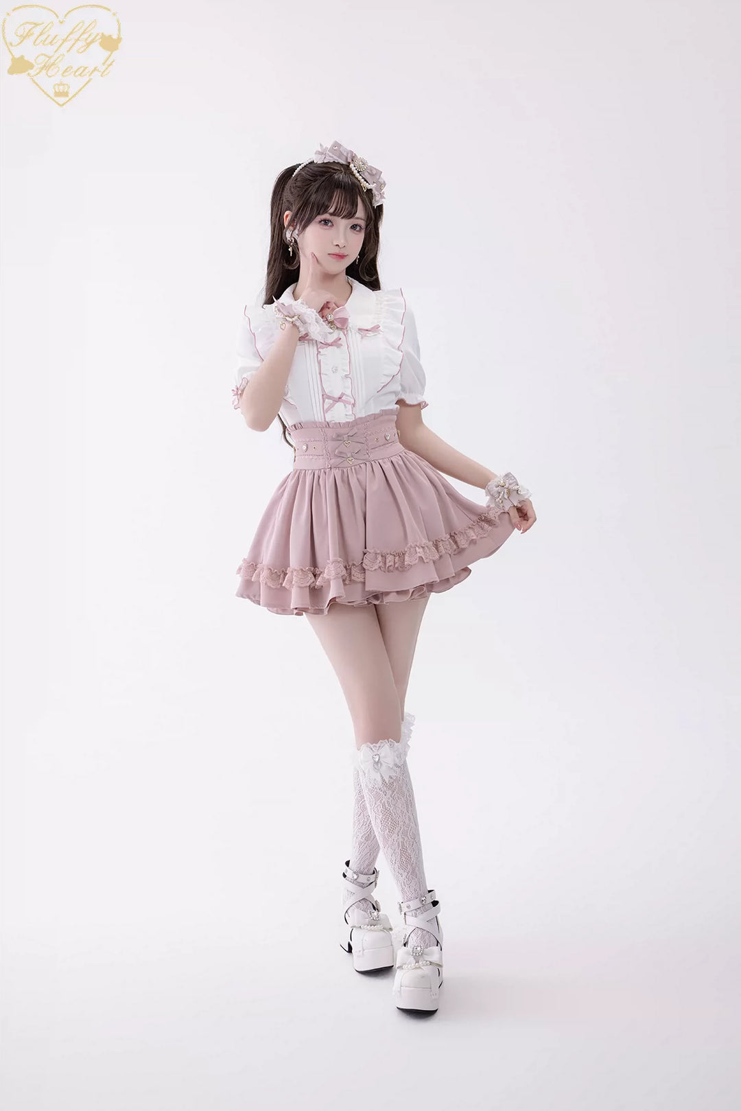 Jirai Kei High Waist Skirt, Built-in Safety Shorts 45720:860304