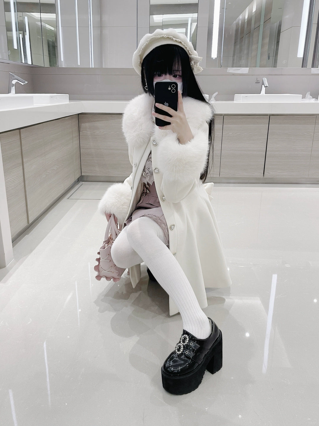 Jirai Kei Coat Long Woolen Jacket Winter Coat 39792:653648