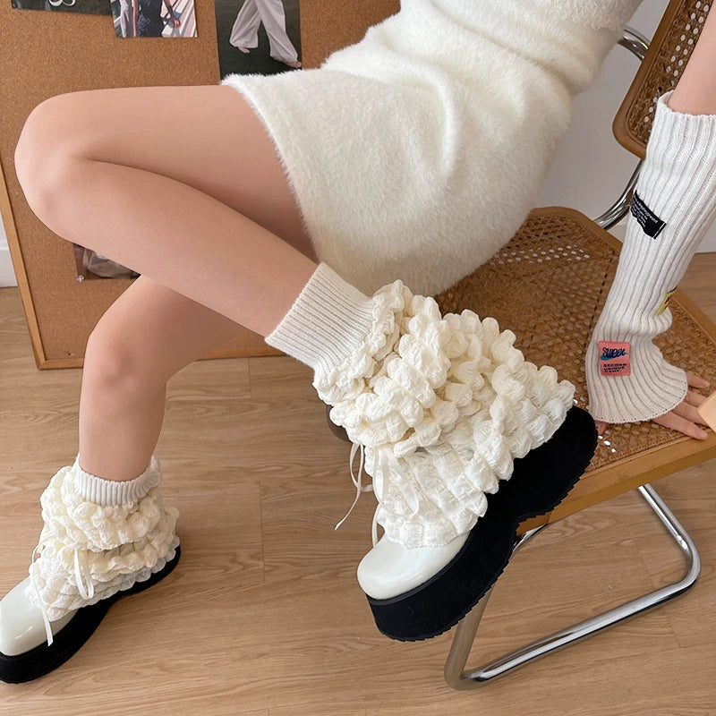 Lolita Sock Leg Covers Calf Socks With Bows (F) 36534:536116