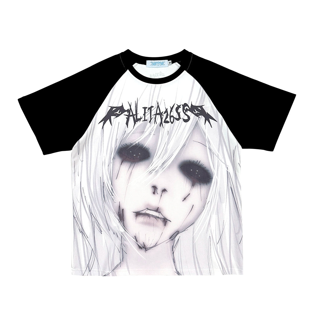 Gothic T-shirt Subculture Reglan Sleeve T-shirt Summer Top (L M S XL) 37712:584256