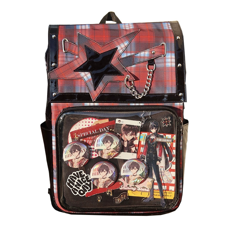 Subculture Ita Bag Plaid Star Large Capacity Ita Backpack 40120:665834