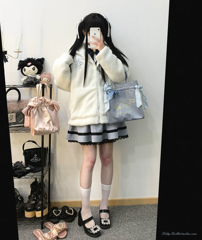Jirai Kei Skirt High Waist Lace Up Skirt With Bow Tie 31860:396710
