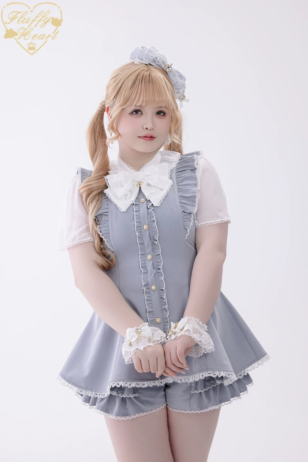 Jirai Kei Button Closure Dress Set Up, Chiffon Sleeves 45390:846541