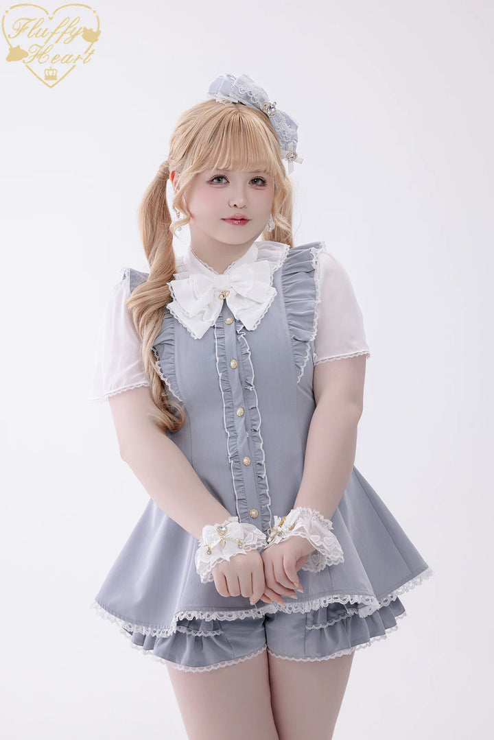 Jirai Kei Button Closure Dress Set Up, Chiffon Sleeves 45390:846541