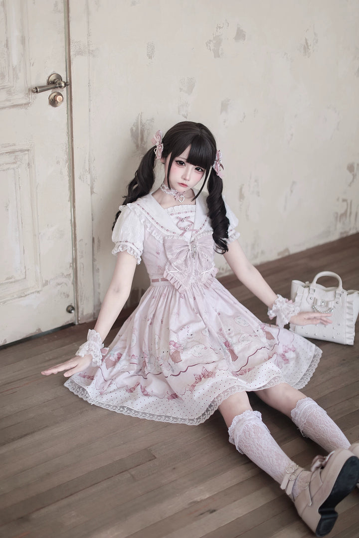 Ryousangata Dress Set, Bunny and Strawberry Dessert Prints 44783:836672