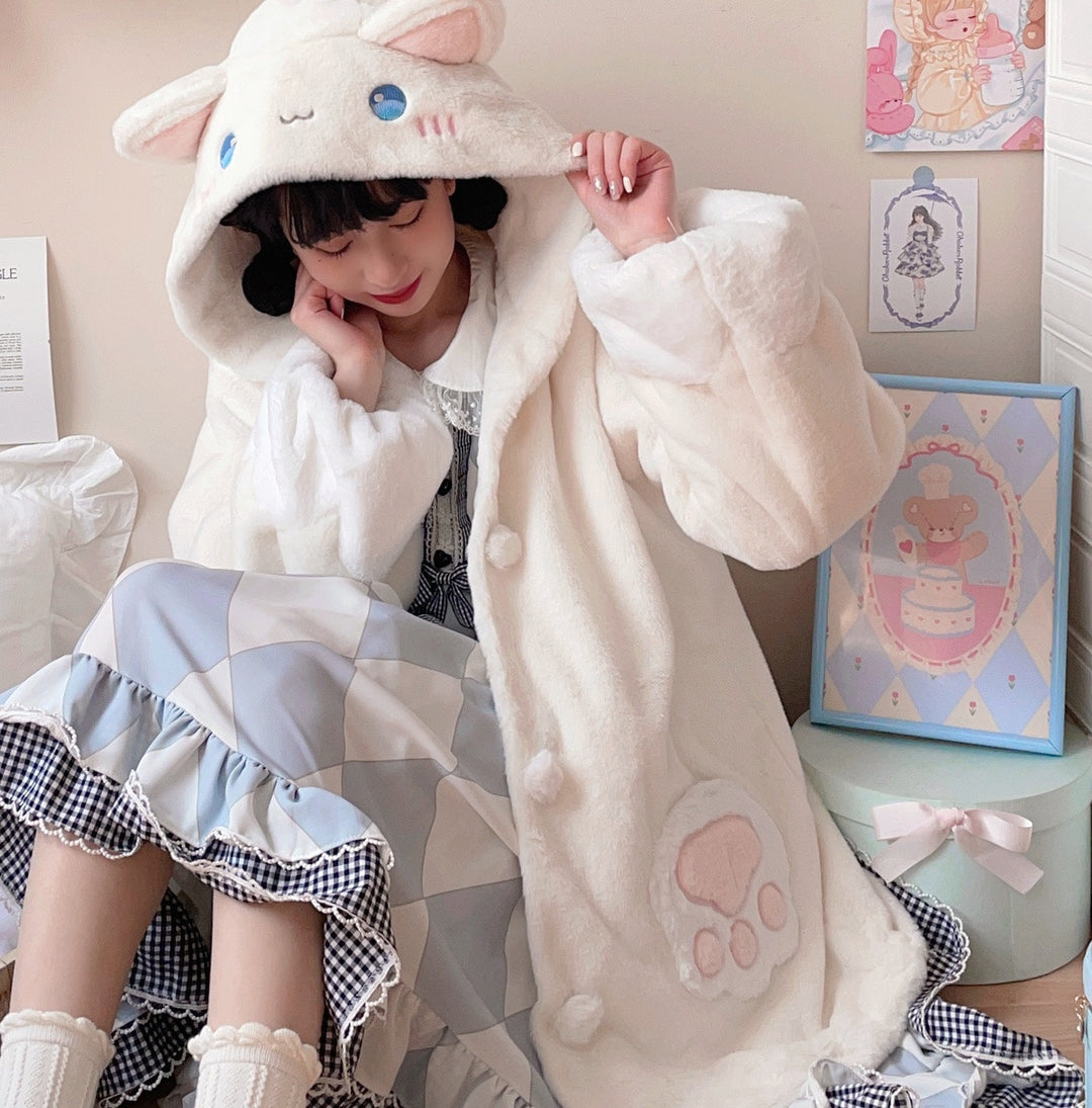 Lolita Plush Coat Bear Thick Cute Coat For Winter 32624:493342 32624:493342