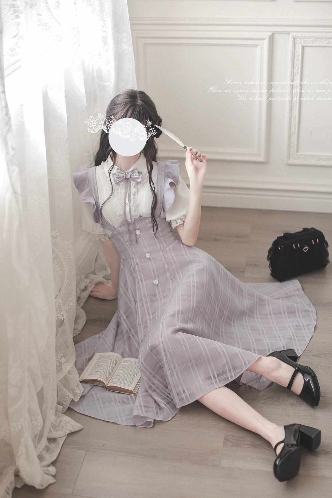 Ryousangata Inspired Jumper Dress Set, Heart-Shaped Buttons 43502:778432