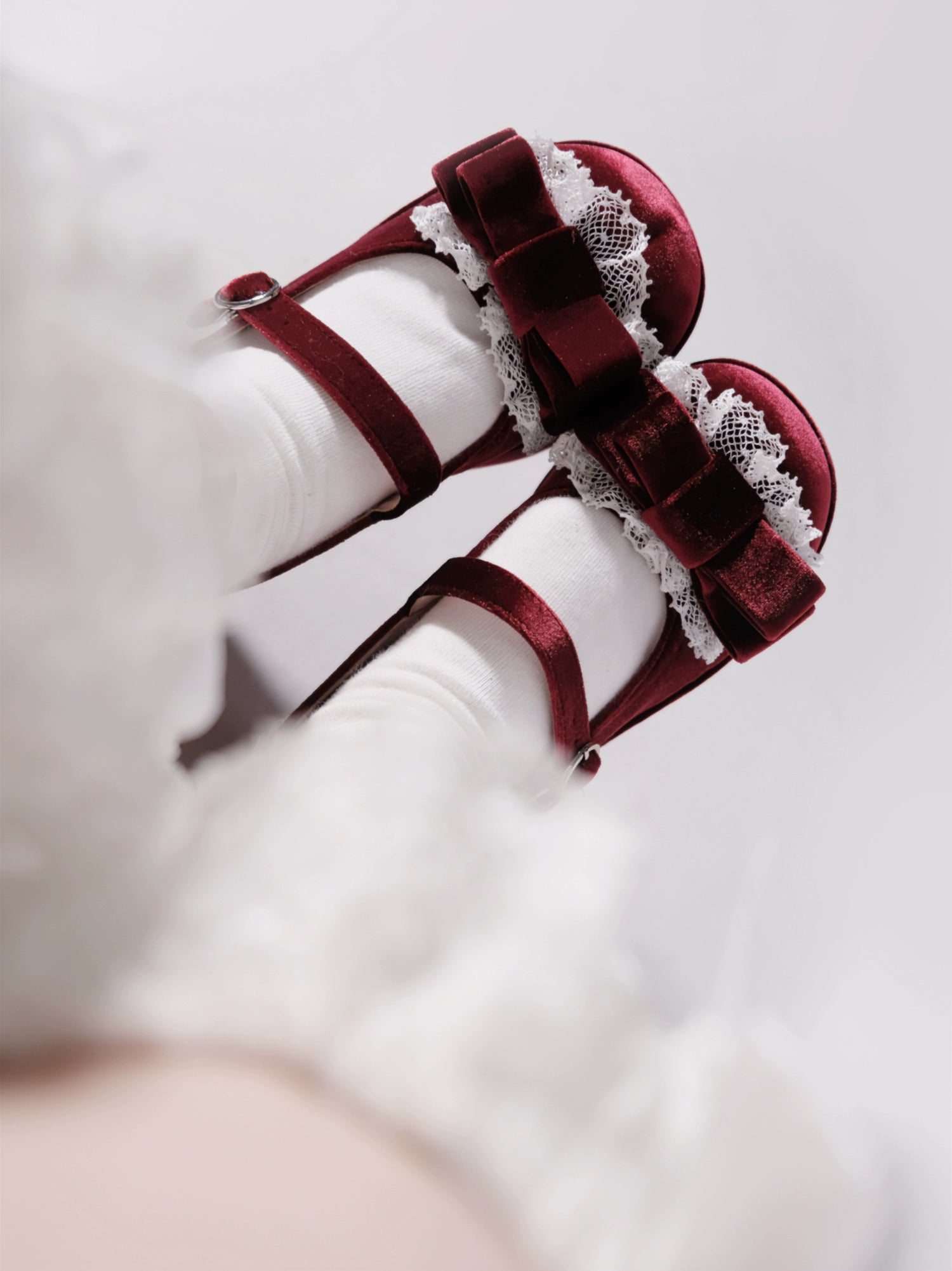 Lolita Shoes Round-Toe Platform Shoes With Velvet Bow 37132:552638