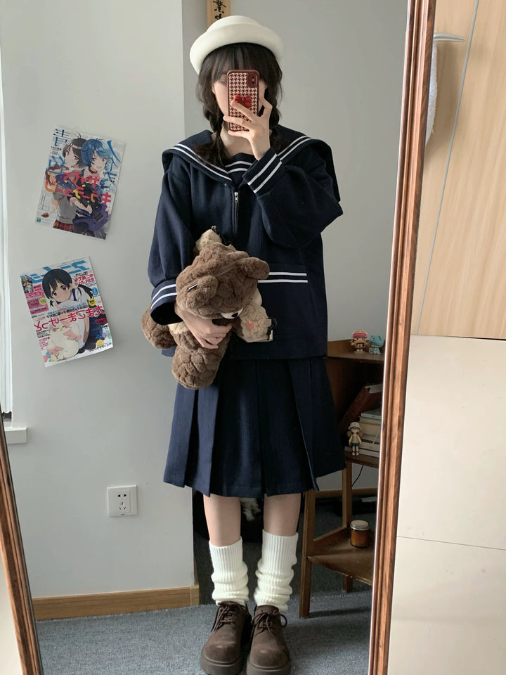 Winter JK Uniform Set, Coat and Pleated Skirt 43727:783844