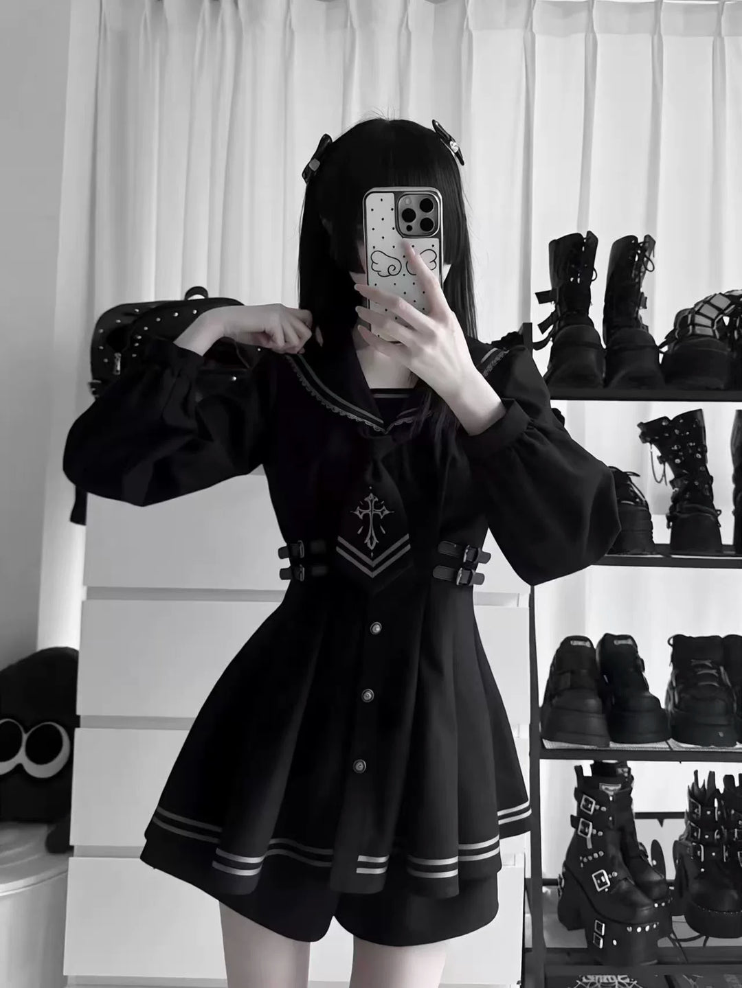 Black Sailor Collar JK Uniform, Detachable Necktie 45624:859763