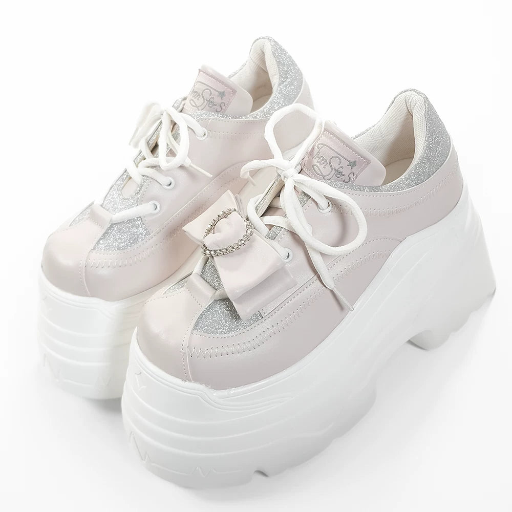Jirai Kei Platform Shoes, Glitter Upper (粉色 / 35 36 37 38 39 40 41) 45422:847867