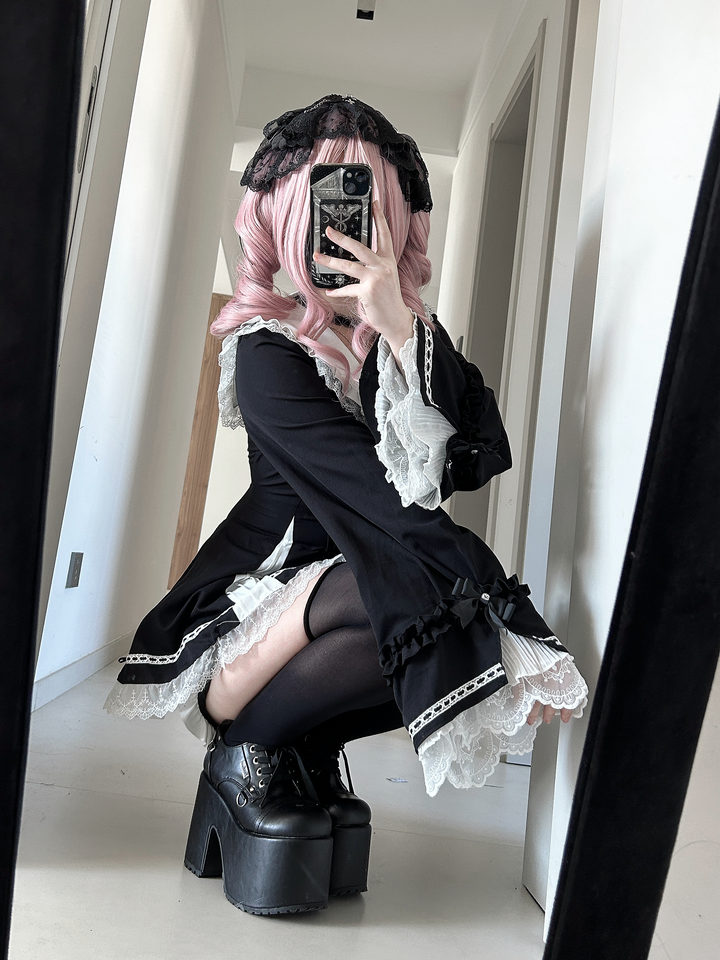 Jirai Kei Hime Sleeves Dress, Pocketed Shorts 44215:808517