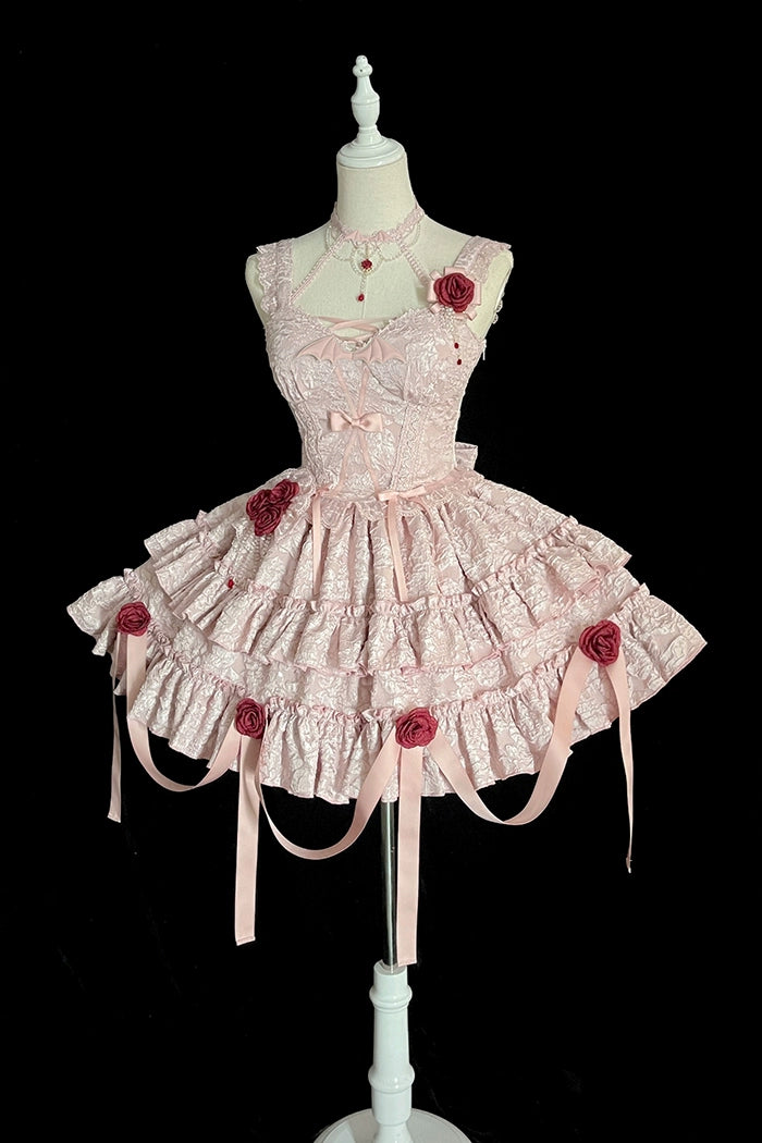 Gothic Lolita SK Set Blood Rose Skirt Corset Multicolor 35684:498356