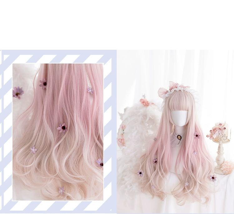 Lolita Pink Wig Gradient Long Curly Wig Woman Hairpiece 31718:367522 31718:367522