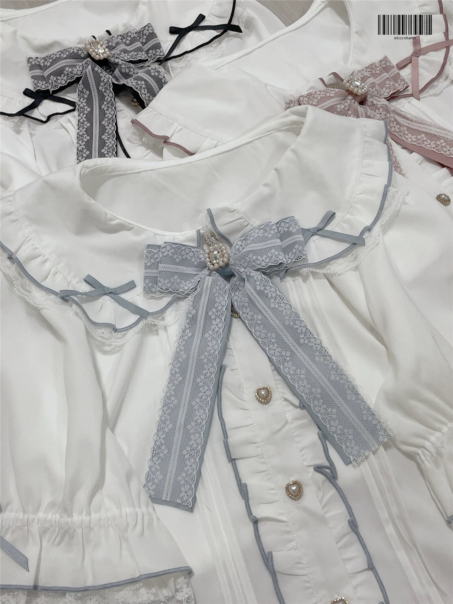 Jirai Kei Blouse Short Sleeve Shirt Ruffle Collar Top (L M S XL) 37730:565620
