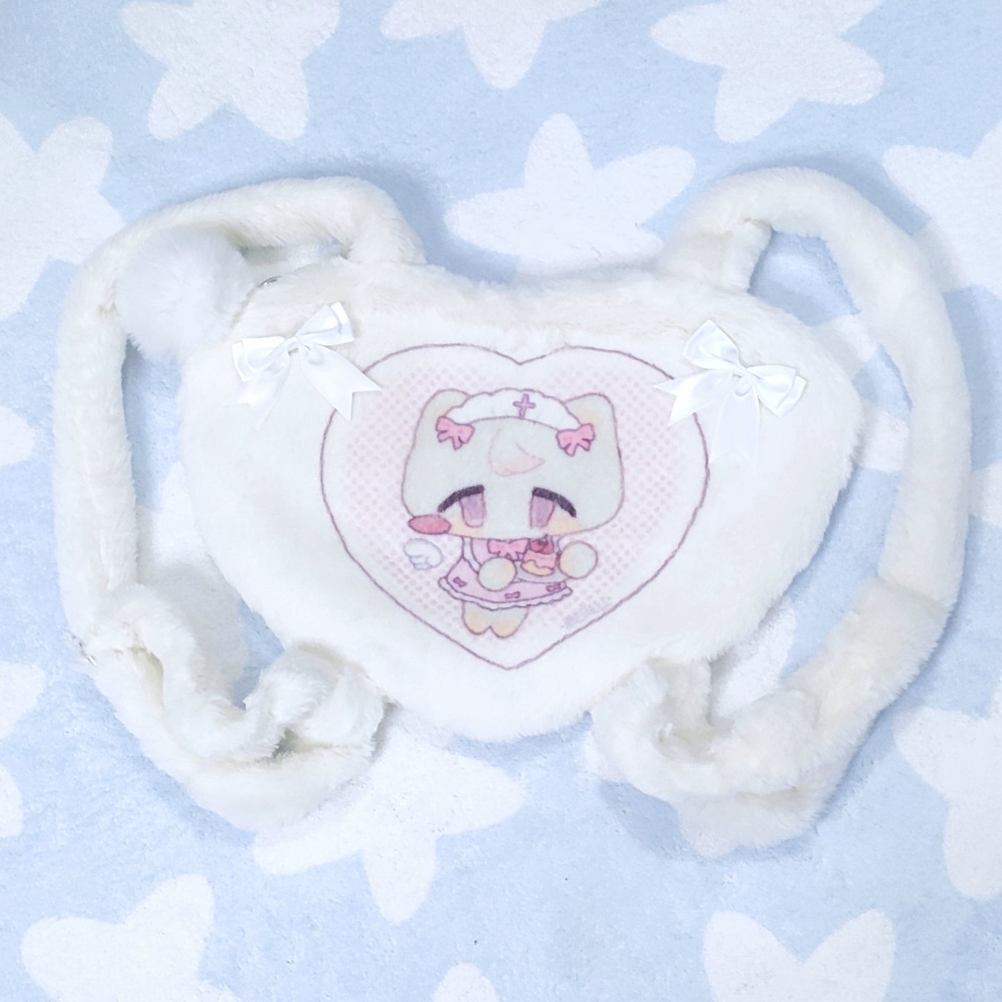 Jirai Kei Backpack White Heart Shape Double Sided Printed Bag 32932:436046