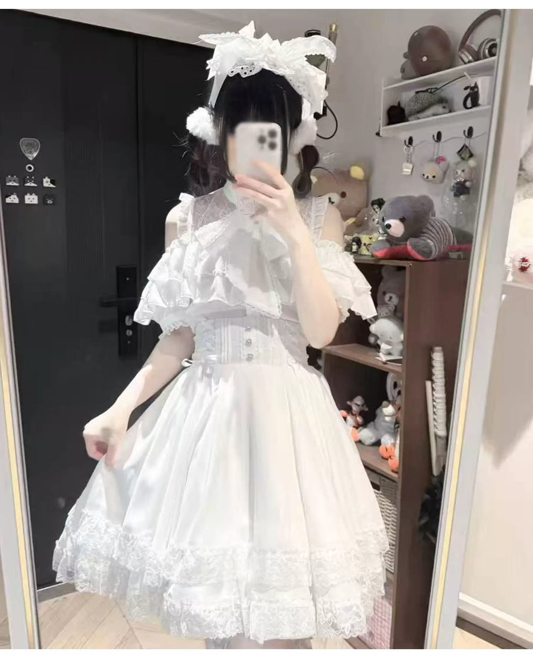 Summer Jirai Kei Outfit, Chest Lace Flounce Hem 45699:858964