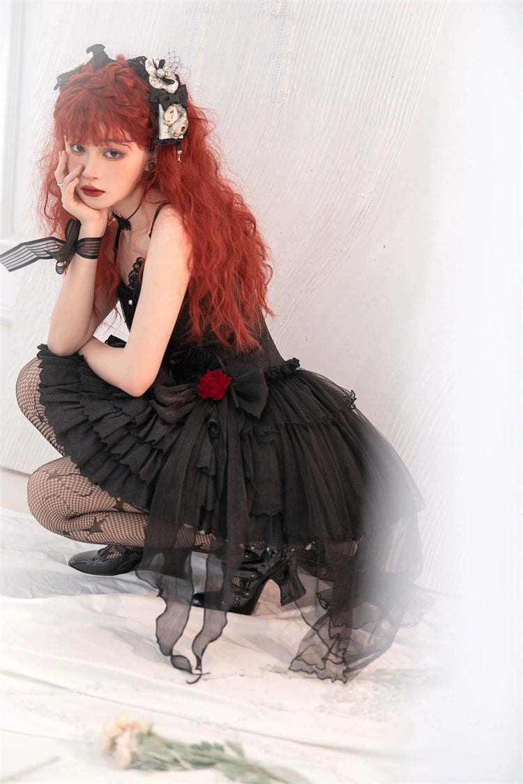 Gothic Lolita Dress Black White Corset Dress Rose JSK 36472:516042 36472:516042