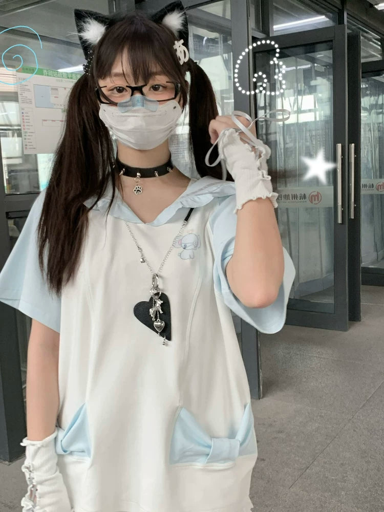 Tenshi Kaiwai Sailor Collar T-Shirt, Elephant Print (M S) 45469:850019