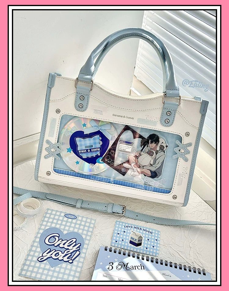 Y2K Square Shaped Ita Bag, Clear Window & Star Chain 45418:848139